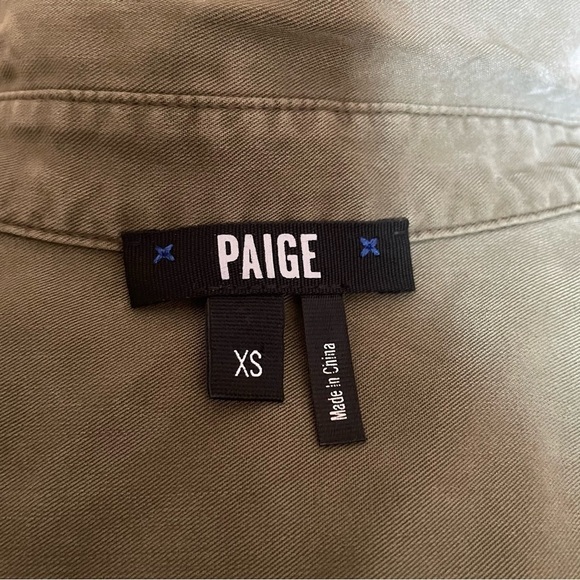 Paige Mika Collared Shirt Dress in Desert Olive Button Up Tie Waist EUC Size XS - Picture 7 of 8